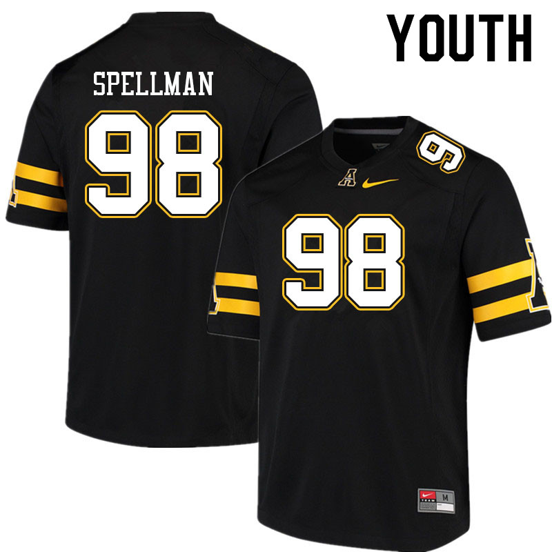 Youth #98 Donovan Spellman Appalachian State Mountaineers College Football Jerseys Sale-Black